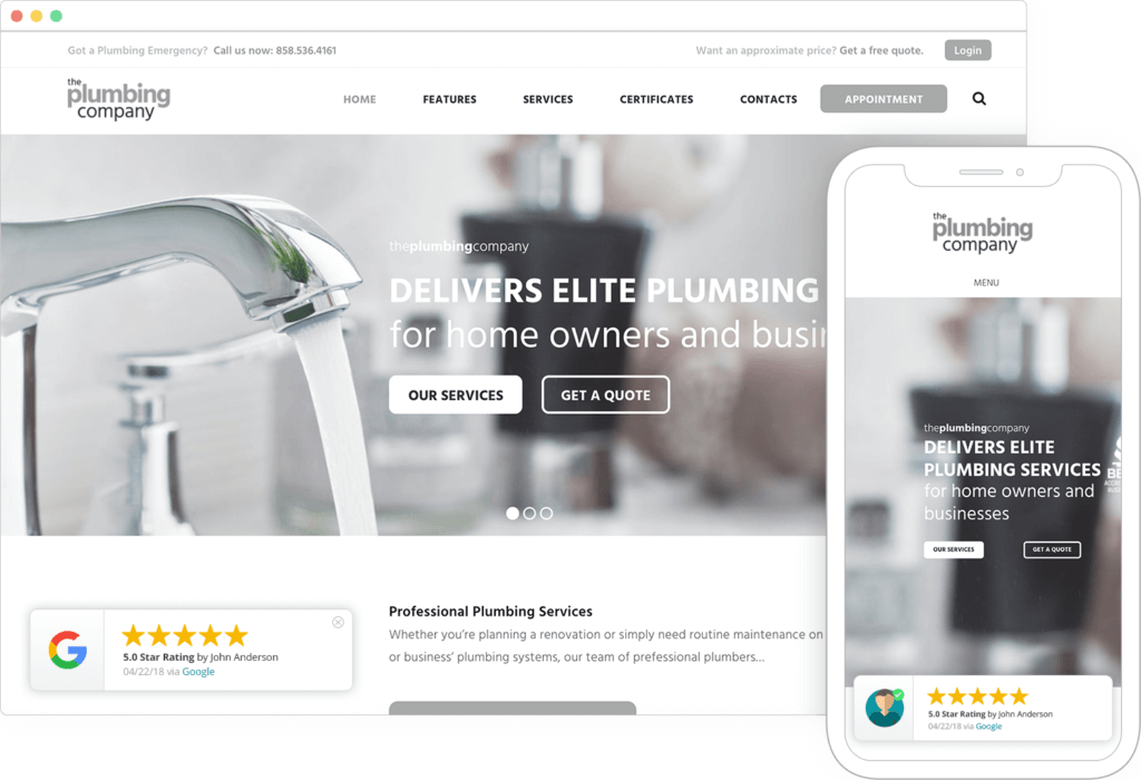 website with reputation and review manager installed.